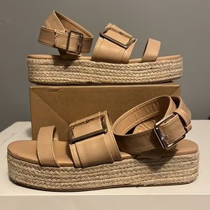 Just FAB tan platform strappy sandals